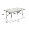 Emma and Oliver Tala Rectangular Tempered Glass Top Patio Table with Umbrella Hole and Black Steel Tube Frame